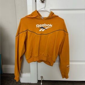 Reebok yellow retro cropped hoodie